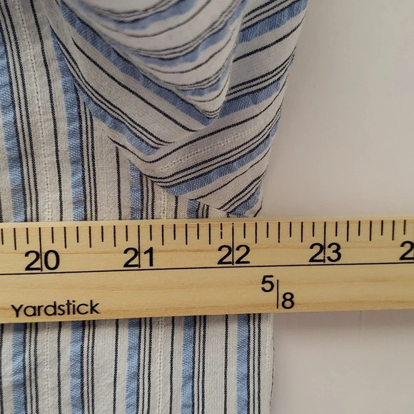 Loft Blouse Blue White Stripes Women  Long Sleeve Cottage Prairie Minimalist Lg - Picture 12 of 13